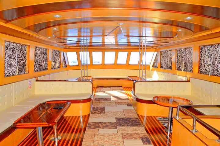 Spacious VIP boat salon lounge for Ras Mohamed and White Island snorkeling and diving tour from Sharm El Sheikh