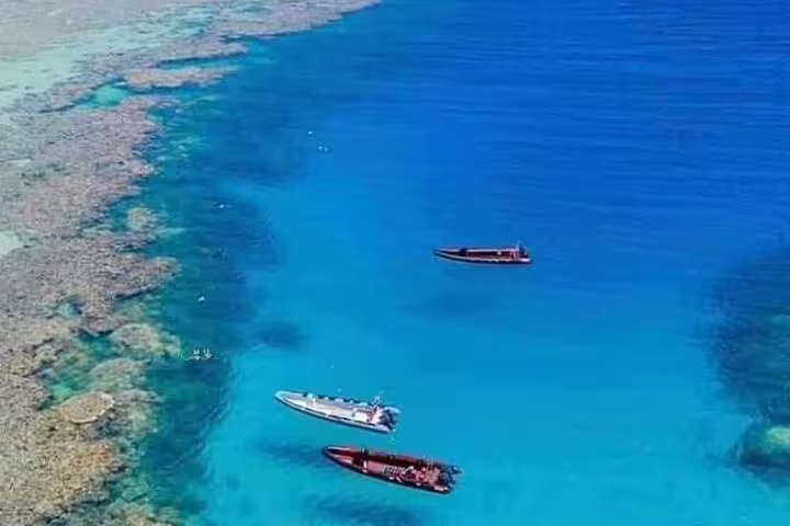 VIP boat snorkeling trip at Samadai Dolphin House, Marsa Alam, cruising over turquoise Red Sea reef