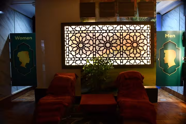 Spa lounge with women and men areas, relaxing seats for VIP solo massage experience in Sharm El Sheikh