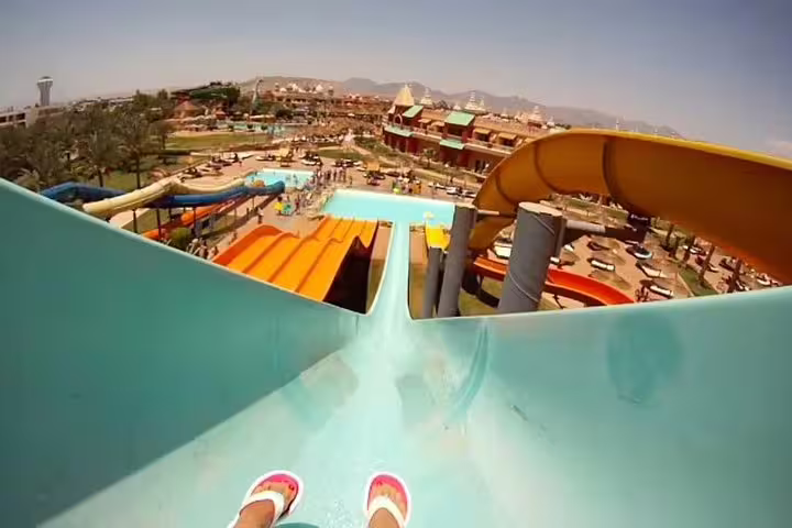 POV ride down a high-speed water slide at Sharm El Sheikh aqua park on a full-day admission ticket