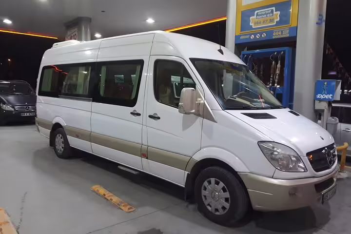 Comfortable mini group tour van for 7-day guided Western Turkey itinerary, ideal for transfers between sites