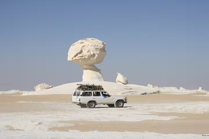 White Desert mushroom rock with safari 4x4, part of 7 days 6 nights Siwa Bahariya and White Desert trip