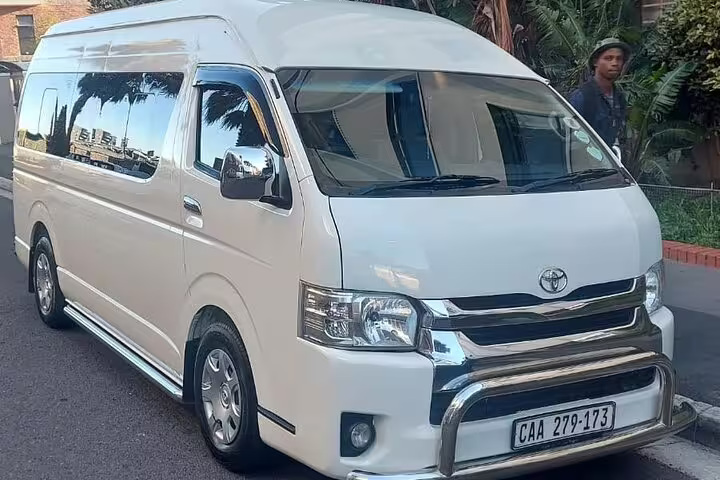 White luxury van for private chauffeur services in Cape Town, ideal for full day tours and airport transfers.