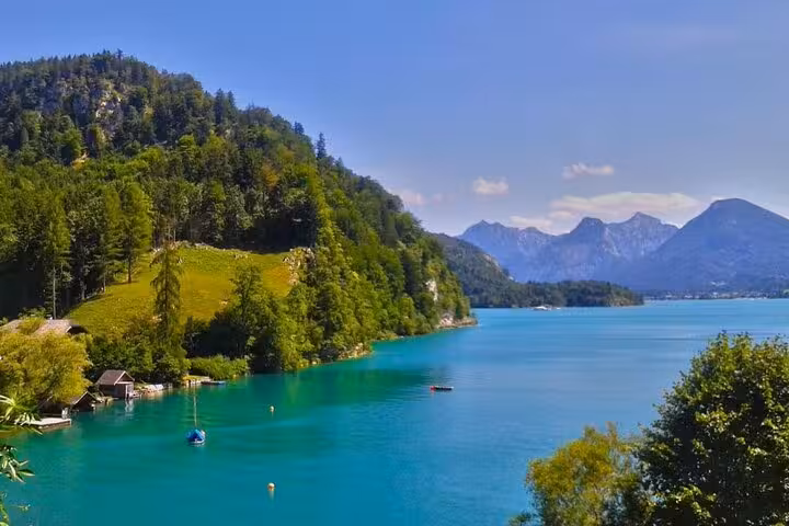 Turquoise Wolfgangsee Lake and Alpine peaks near St. Gilgen on a Salzburg small-group day tour from Vienna