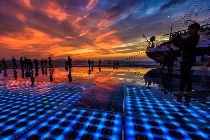 Zadar Sea Organ and Greeting to the Sun at sunset, scenic finale after Plitvice Lakes private tour