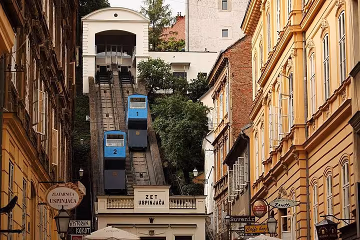 Zagreb funicular on Ilica Street, iconic Lower Town sight on a private day tour from Vienna