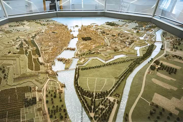 Scale model of historic Zurich old town and riverside layout, a hidden-spot highlight on the 360 city walk tour