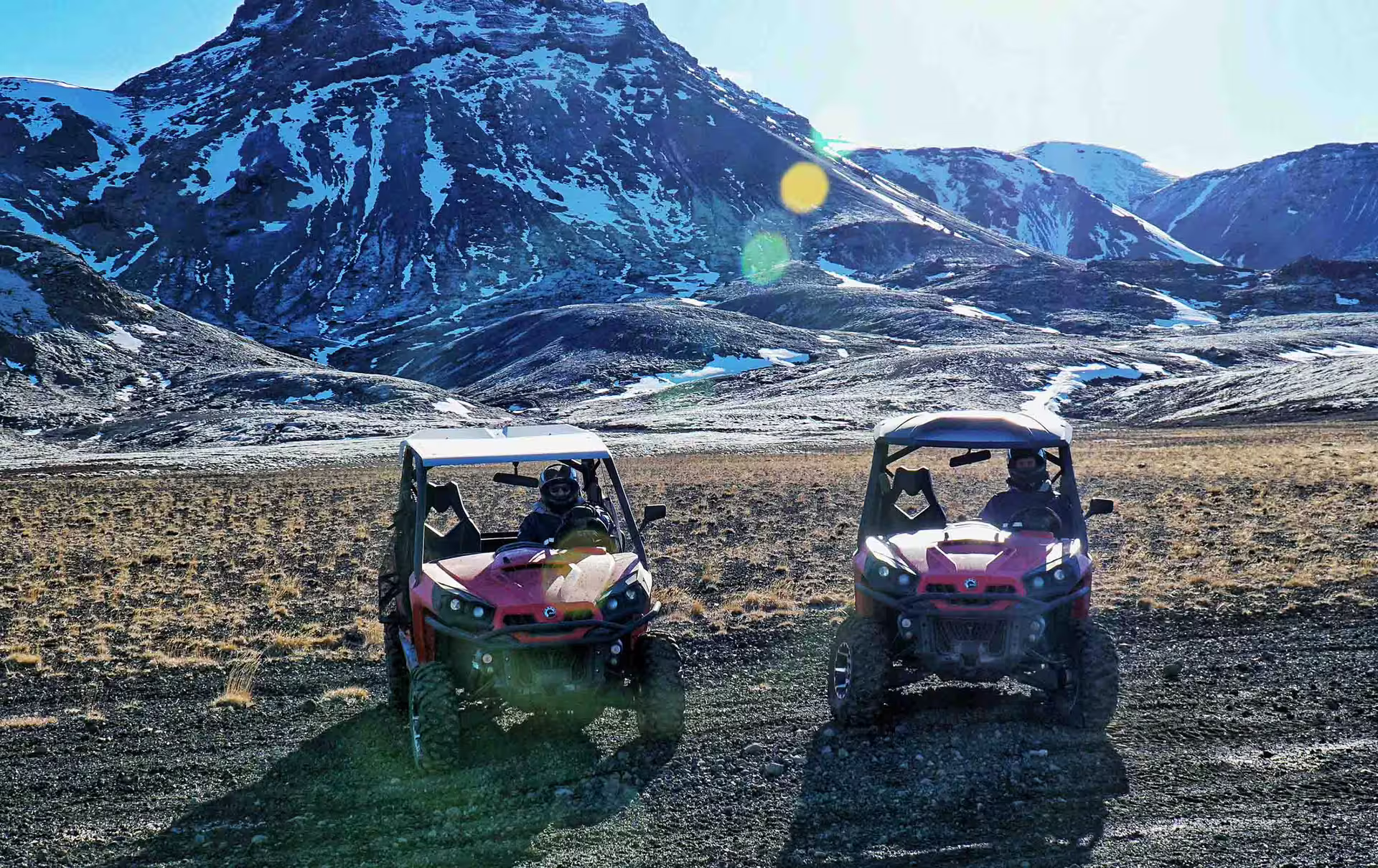 Rugged adventure in a lava field with two buggies, perfect for a thrilling 2-hour off-road tour amidst stunning volcanic landscapes.