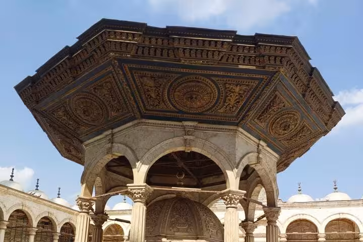Ornate ablution fountain at Mosque of Muhammad Ali, Saladin Citadel, on private Cairo tour with museum and churches