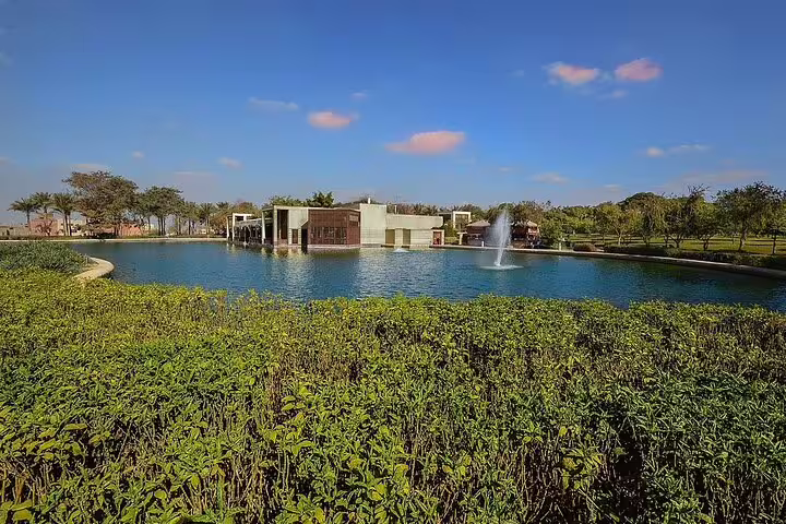 Lake and fountain at Al Azhar Park Cairo, relaxing evening stop on Al-Mu'izz Street tour with dinner