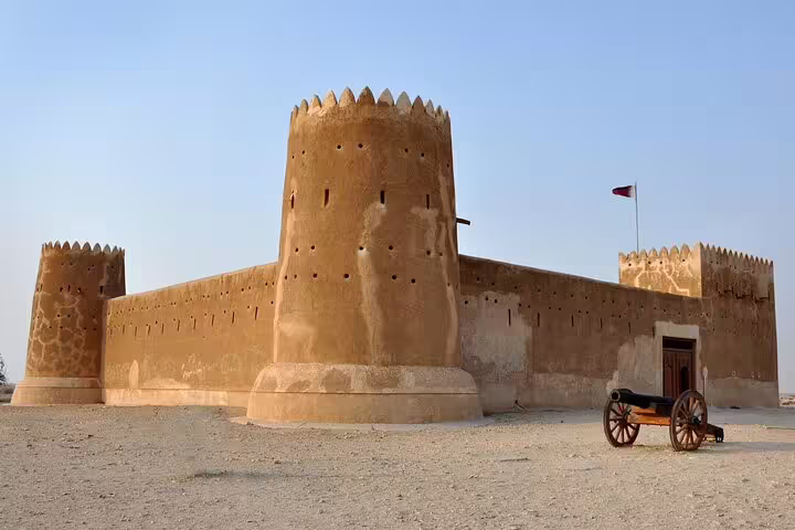 Impressive view of Al Zubara Fort, a key heritage site in North Qatar, showcasing ancient desert architecture.