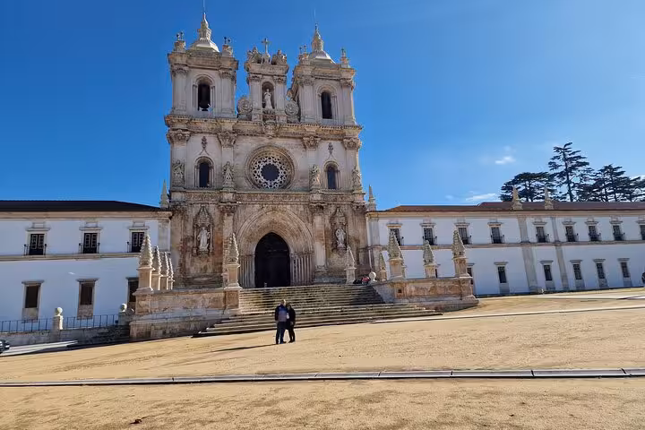 Monastery of Alcobaça façade in Portugal, UNESCO heritage visit on Three Shrines Pilgrimage Fátima Santiago Nazaré