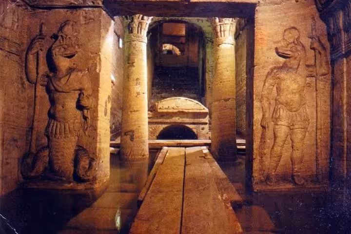 Ancient catacombs chamber in Alexandria, Egypt, visited on Cairo to Alexandria private day tour with guide