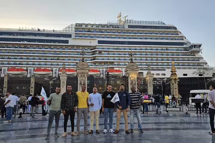 Cruise ship arrival at Alexandria Port for guided day trip to Old Cairo Christian and Islamic landmarks