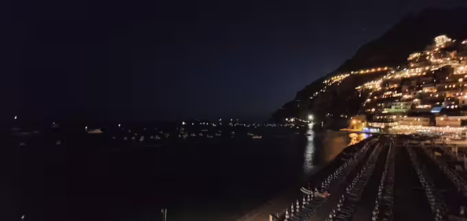 Amalfi Coast night panorama with seaside lights and dark bay, part of From Dusk Till Night immersive tour