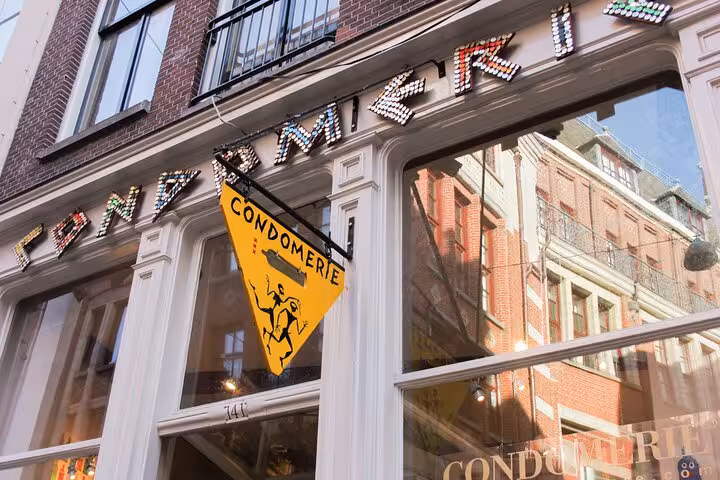 Condom shop in Amsterdam Red Light District.