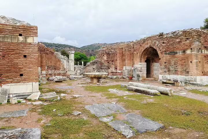 Ancient Sardis ruins with brick arches and courtyard, visited on the 7 Churches of Revelation 10-day tour