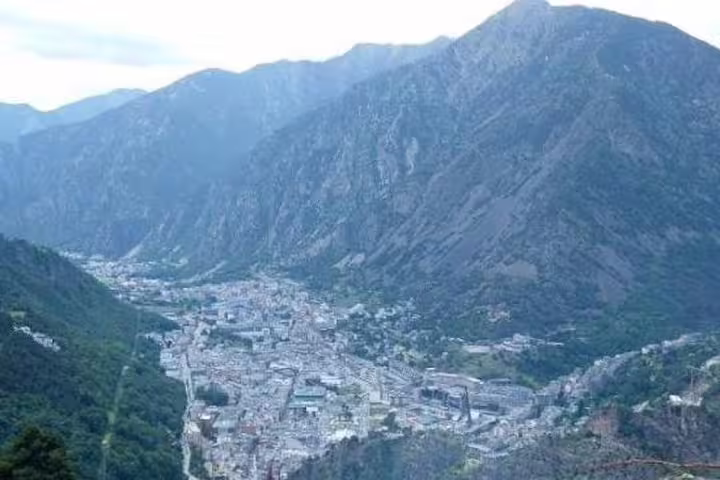 Breathtaking aerial view of Andorra's mountain landscape, showcasing the stunning scenery of the private tour.