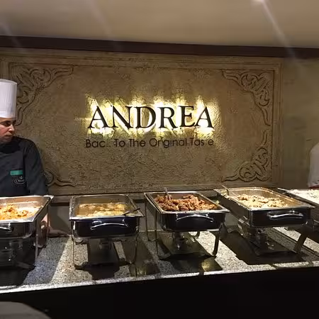 Buffet dinner service on Andrea Memphis Nile cruise, hot trays and chef station for Memphis tour guests