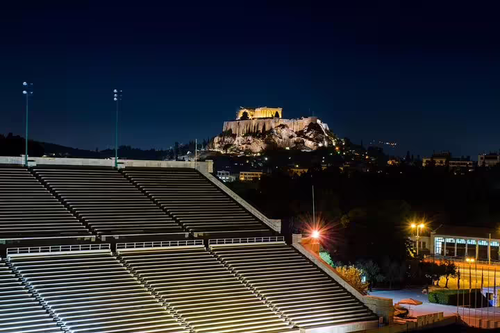 Night view of the Acropolis and Parthenon in Athens, ideal for a private skip-the-line city tour