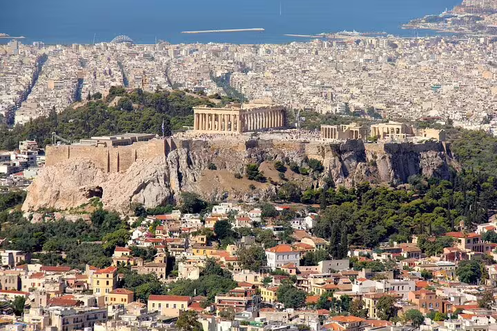 Acropolis and Parthenon panoramic view in Athens before the half-day Marathon ancient route tour