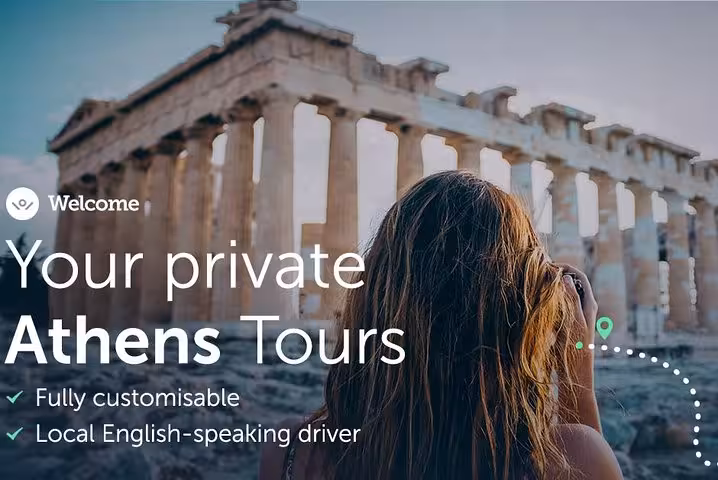 Traveler photographs the Parthenon on an Athens orientation tour after private airport arrival transfer