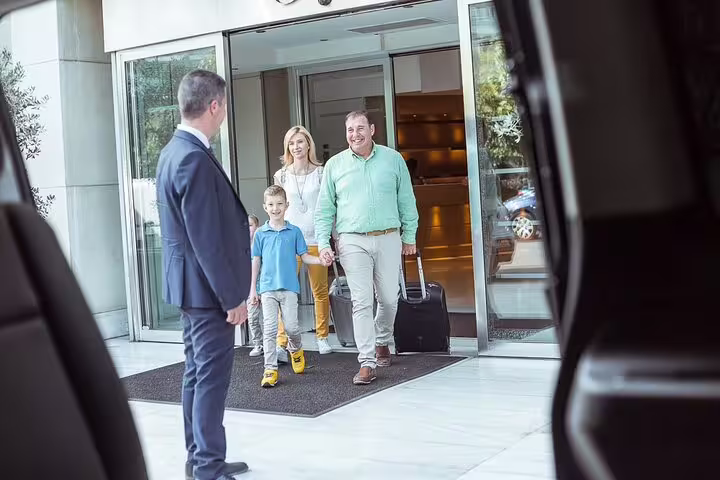 Private pickup from Athens hotel for half-day trip to Marathon, family starting the ancient path tour