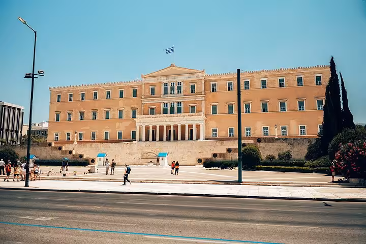 Greek Parliament at Syntagma Square on an Athens panoramic small-group tour with Plaka neighborhood stop