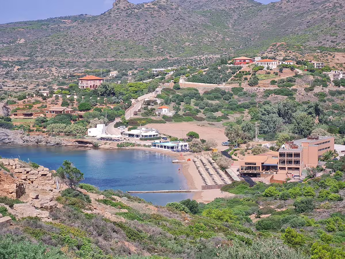 Secluded Athens Riviera bay near Cape Sounion, scenic coastal stop on private sunset tour to the Temple of Poseidon