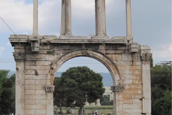 Historic Roman arch in Athens, scenic stop option on a private transfer from Athens to Thessaloniki with driver
