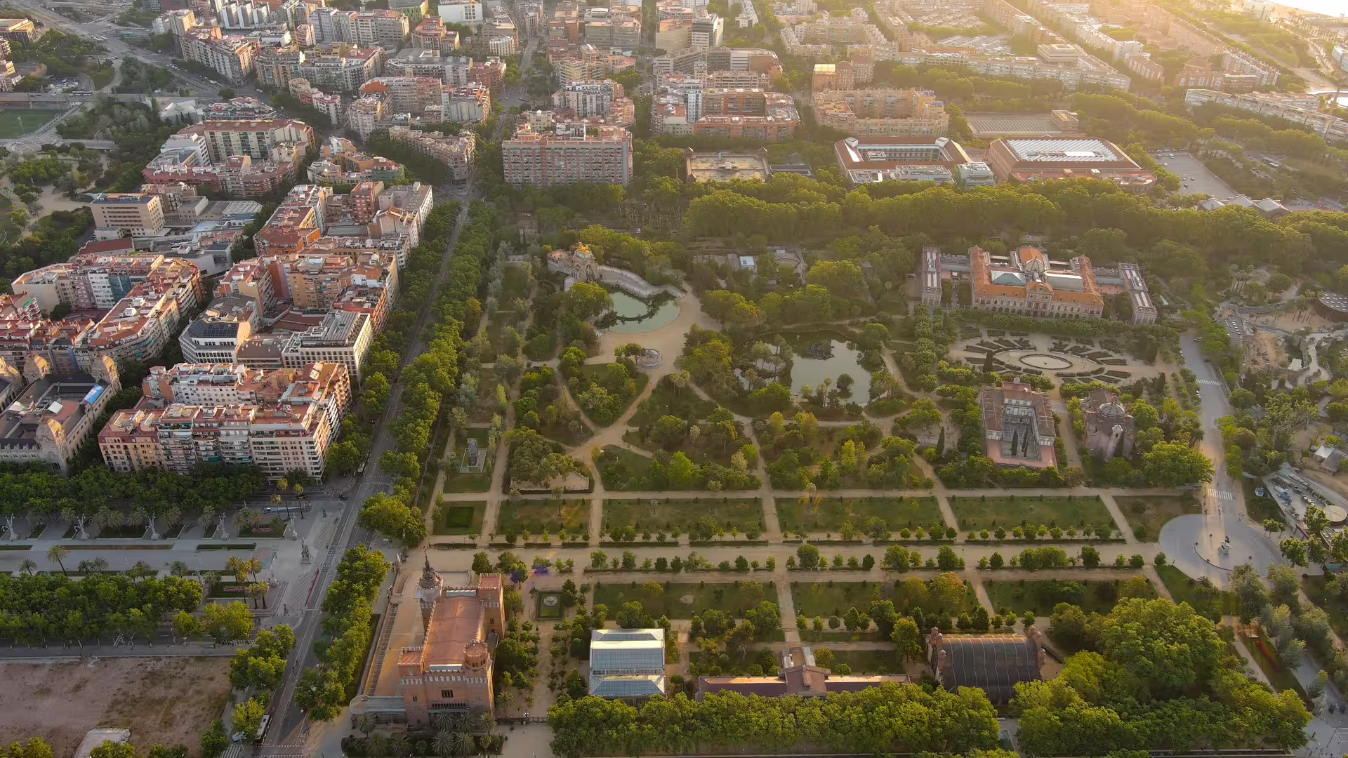 Aerial view of Parc de la Ciutadella Barcelona near El Born, key stop on 1-day audioguide walk