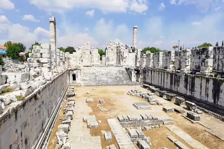 Ruins of the Baths of Faustina at Ephesus, a highlight on a private full-day cruise guest tour from Kusadasi