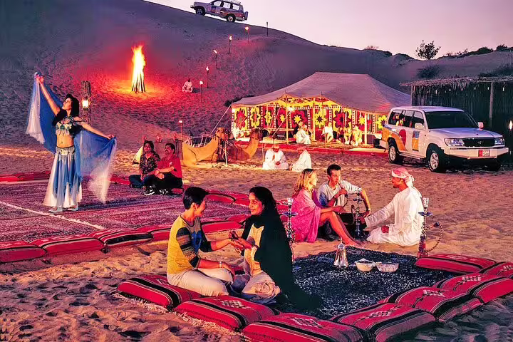 Bedouin camp dinner in Marsa Alam with desert show, firelight seating, shisha and traditional dance