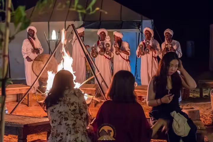Berber campfire music at Merzouga desert camp on a 3-day private Marrakech to Merzouga tour