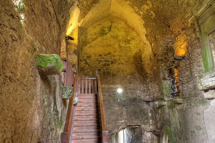 Stone staircase inside Blarney Castle dungeon passage, a highlight on the Dublin to Cork day tour