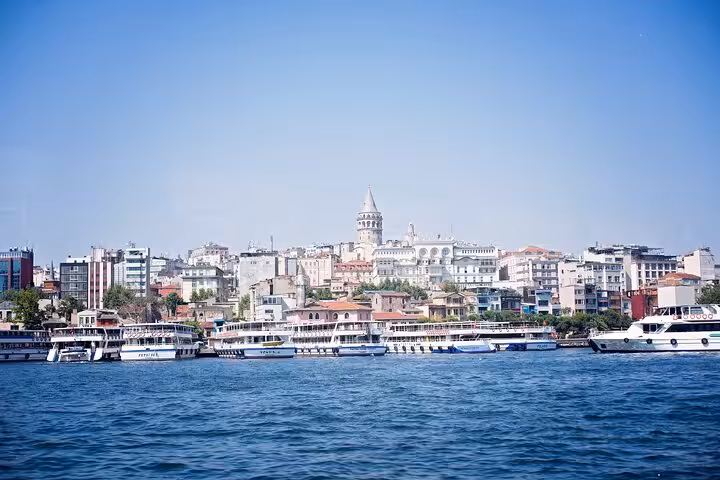 Bosphorus cruise view of Galata Tower skyline in Istanbul, ideal for a private guided 3-day all-inclusive tour