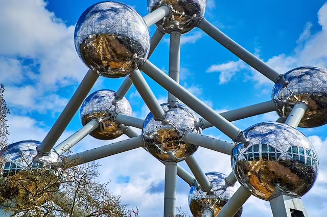 Futuristic architecture of the Atomium in Brussels, a highlight of the private walking tour exploring Europe's unexpected city.