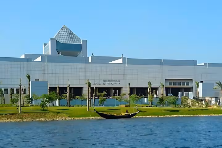 Exterior of Cairo National Museum of Egypt by the water, ideal for QR ticket entry and museum visit