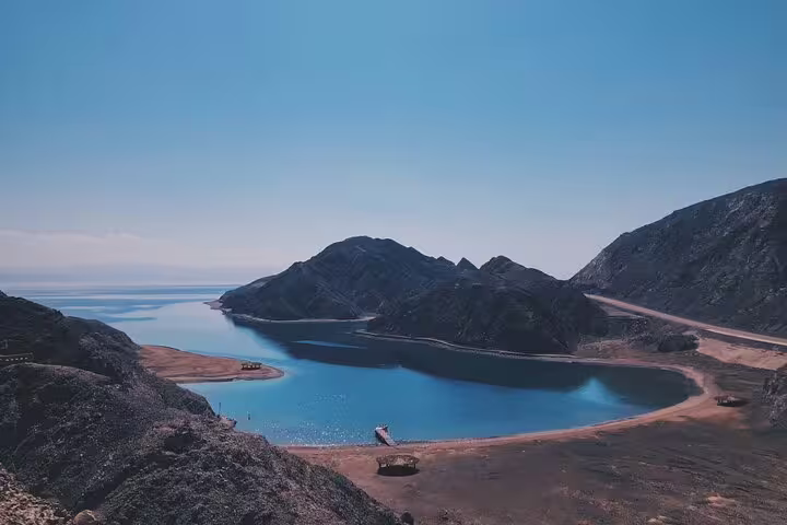Scenic mountain lake in Sinai Peninsula on the overnight trip from Cairo to St Catherine Monastery and Mount Sinai