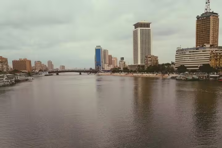 Nile River skyline view near Cairo Tower, a highlight of the El-Muizz Street and Cairo Tower with dinner tour