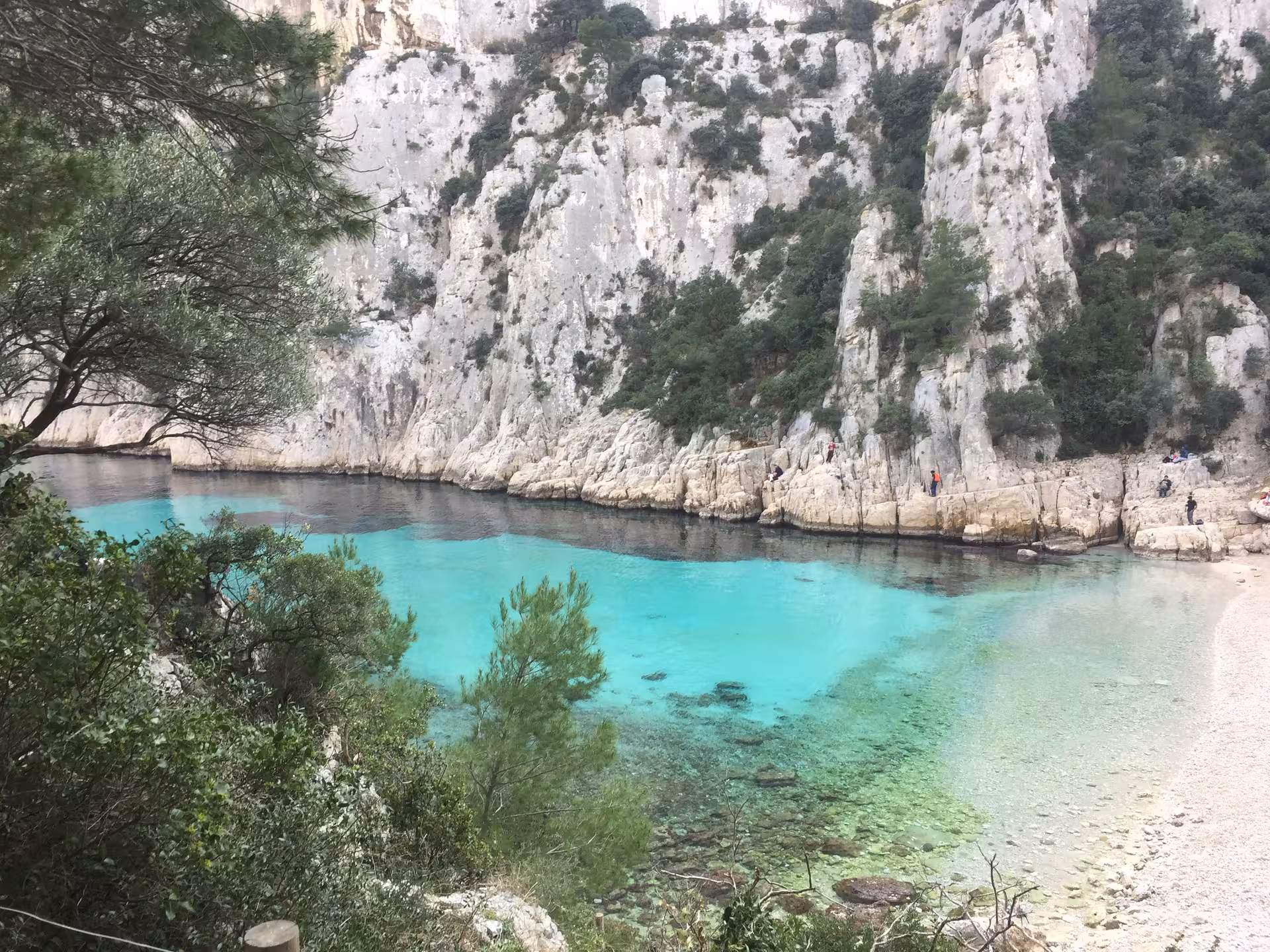 Turquoise cove and limestone cliffs in Calanques National Park near Marseille on a 3-day guided hike