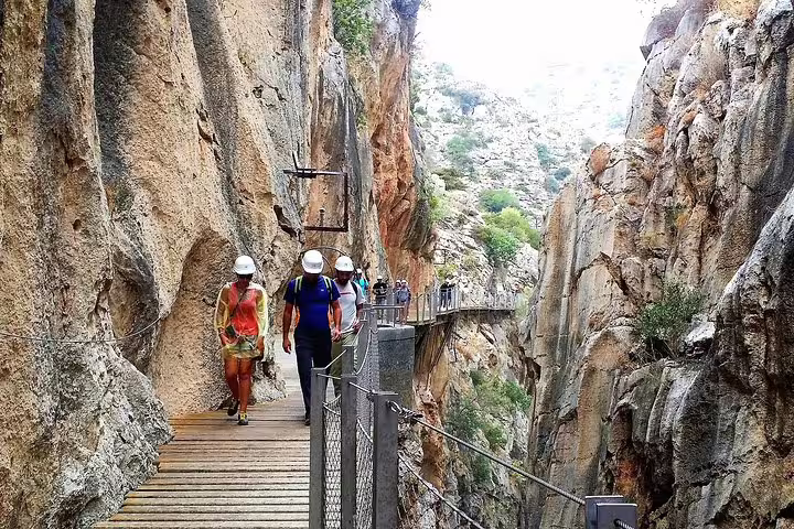 Guided Caminito del Rey walkway through El Chorro gorge on private tour from Marbella or Malaga