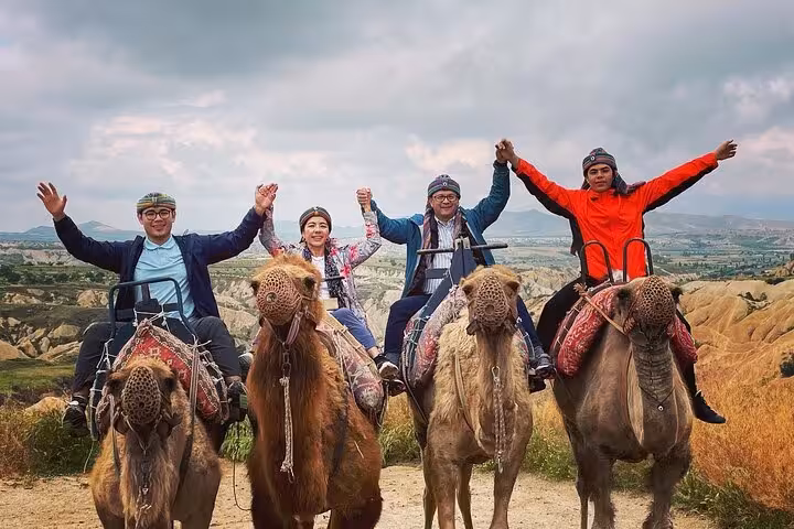 Small group camel safari in Cappadocia valleys, fun stop on 2-day North and South Cappadocia tour