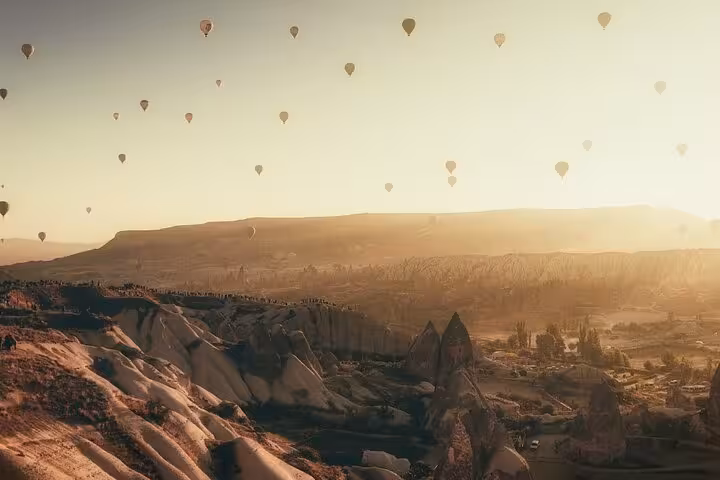 Cappadocia hot air balloon option at sunrise over valleys and fairy chimneys on private tour