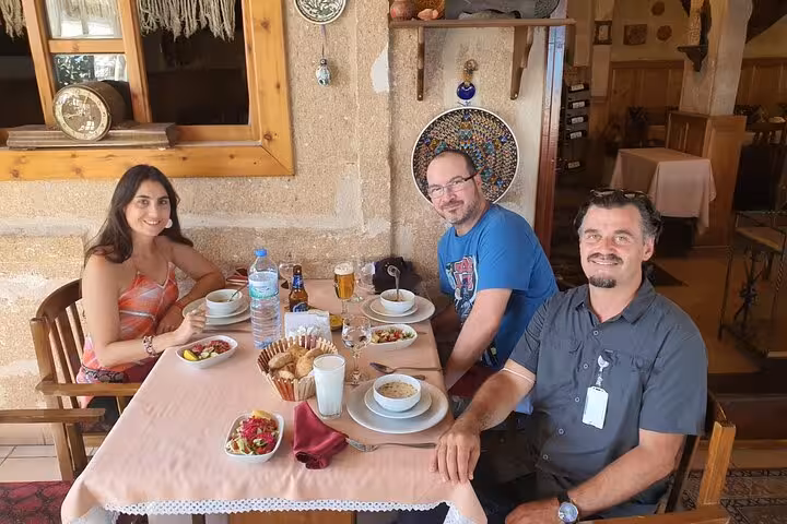 Lunch stop at Cappadocia restaurant during private tour with English speaking guide and luxury vehicle