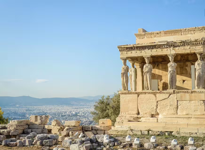 Caryatids at the Erechtheion on the Acropolis in Athens, perfect for an early morning guided tour