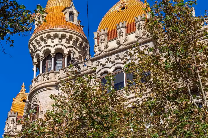Casa Amatller and Casa Lleó Morera domes on Passeig de Gràcia, Barcelona Modernisme tour stop