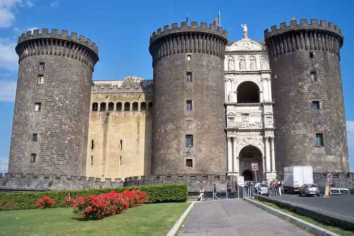 Discover the historic Castel Nuovo in Naples on a guided private tour, highlighting its medieval architecture and rich history.