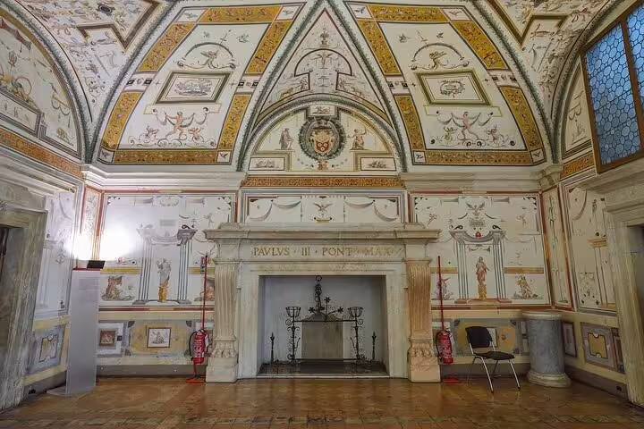 Ornate frescoed chamber in Castel Sant’Angelo, Rome, seen on St Peter’s Basilica and Dome combo tour experience