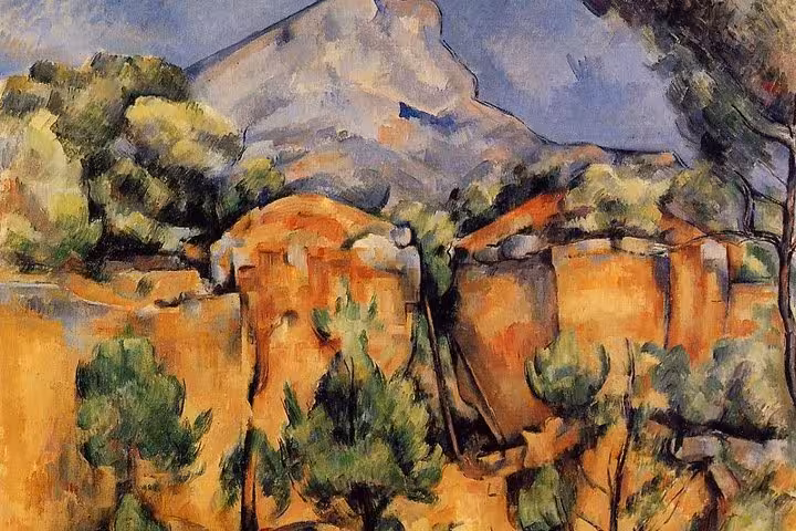 Cézanne-style landscape of Mont Sainte-Victoire near Aix, inspiration on Cézanne and winegrowers wine tour